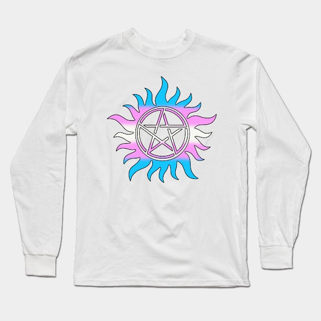 Trans Anti Possession Symbol Long Sleeve T-Shirt by KayWinchester92